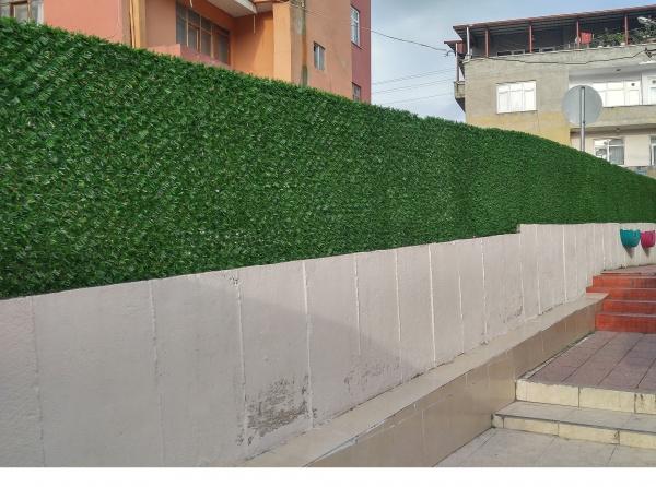 Okulumuz Duvarları Yeşil Çimle Donatıldı